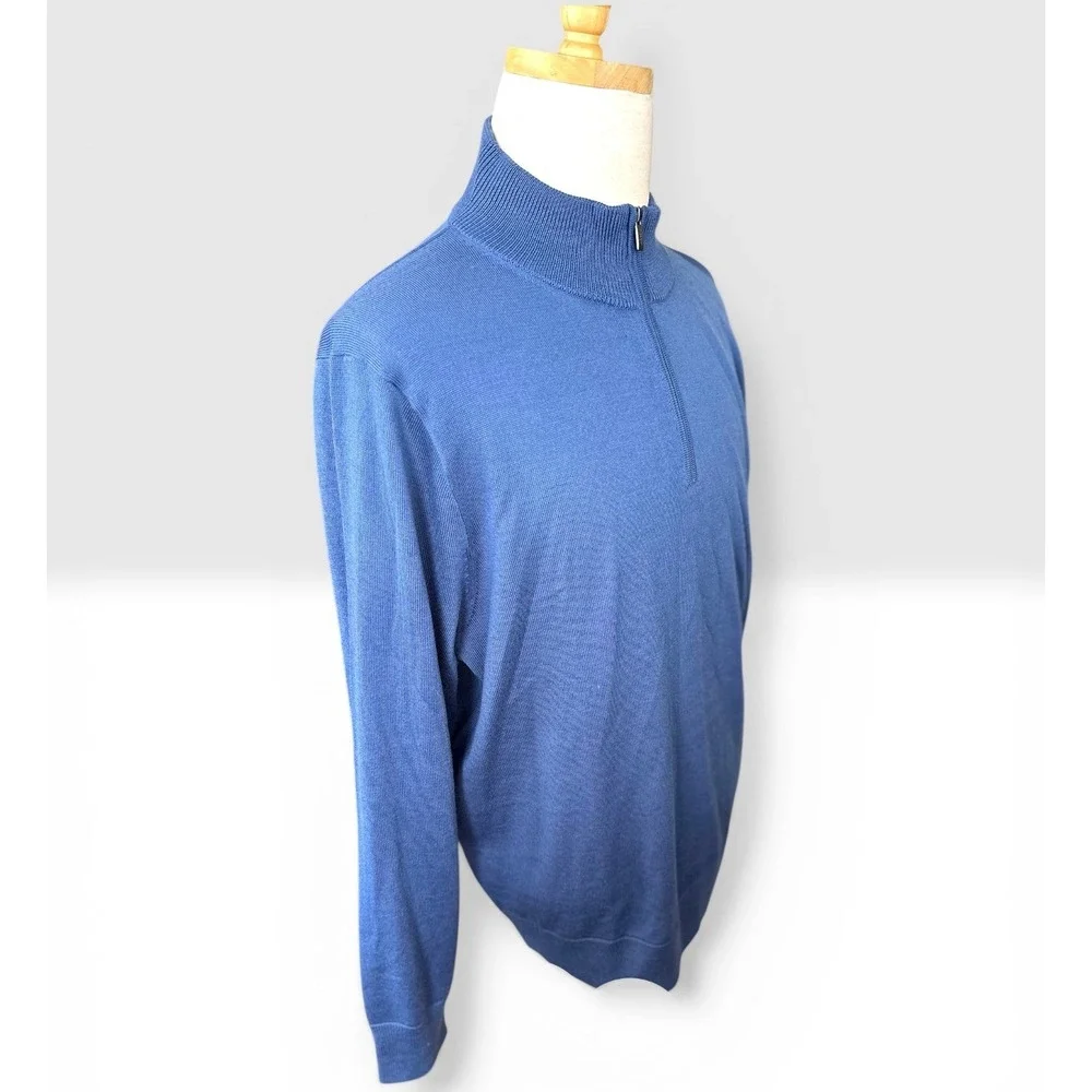 J.Crew Quarter-Zip Sweater SZ XL Blue NWT Merino Wool‎ Blend lightweight